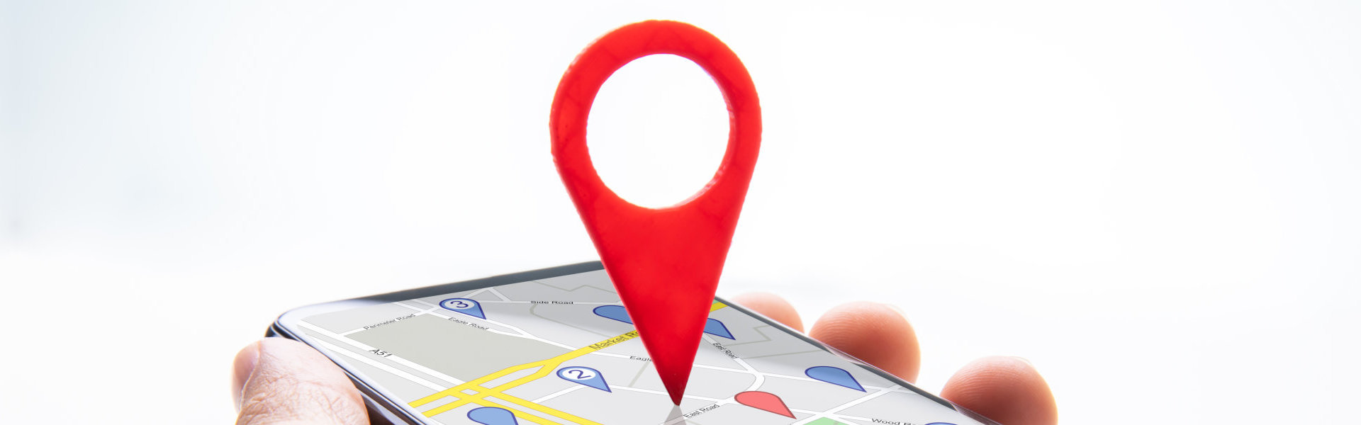 A pinned map on a mobile phone